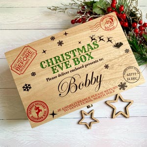 Personalized Wooden Christmas Eve Box, Luxury Keepsake Crate