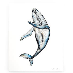 Original decorative acrylic painting of a humpback whale