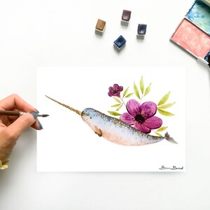 Narwhal Original Decorative Watercolor Painting
