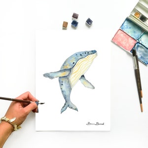 Humpback Whale Original Decorative Watercolor Painting