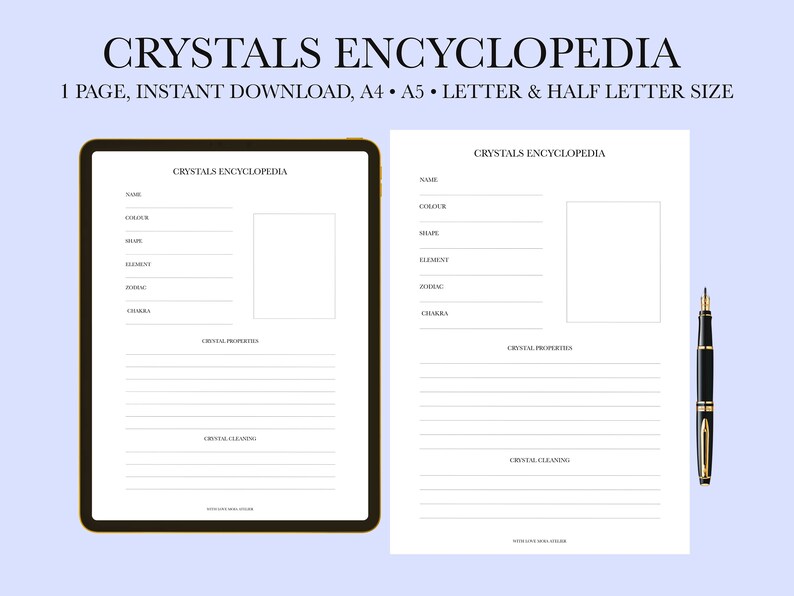 Crystal Encyclopedia Blank Printable Template Crystal Log Etsy