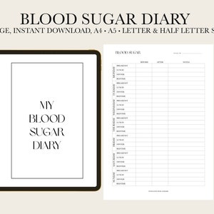 Blood Sugar Diary Minimalist Printable Weekly Blood Sugar - Etsy