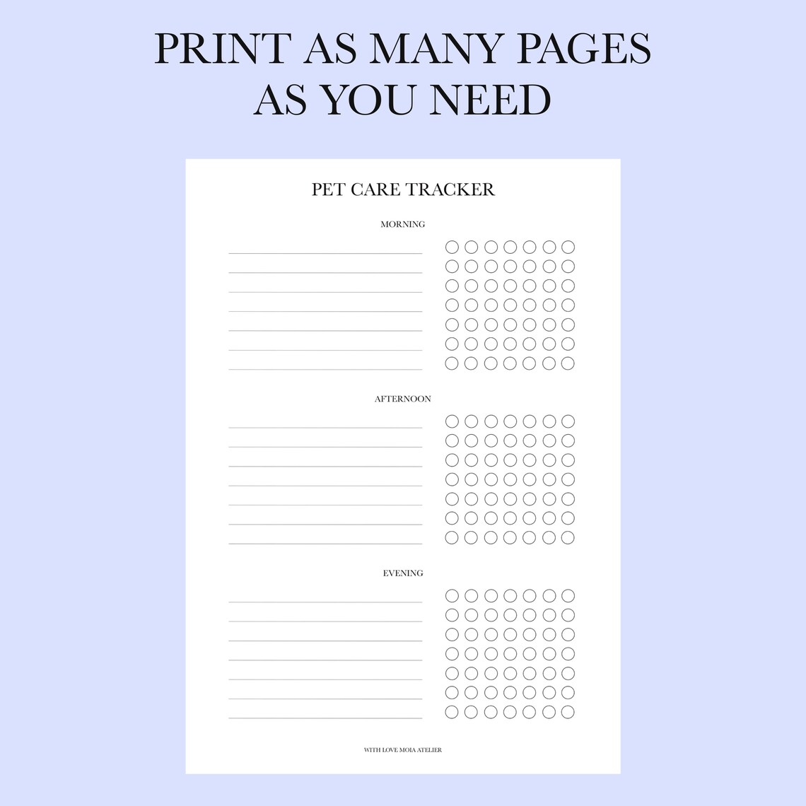Pet Care Planner Printable Daily Routine Planner Pet Health - Etsy