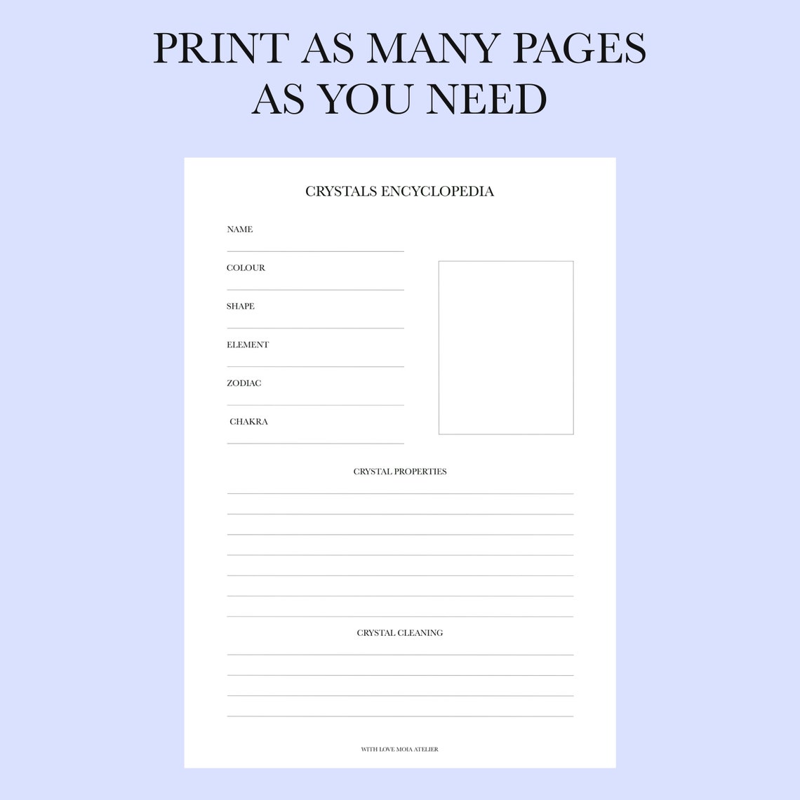 Crystal Encyclopedia Blank Printable Template Crystal Log - Etsy