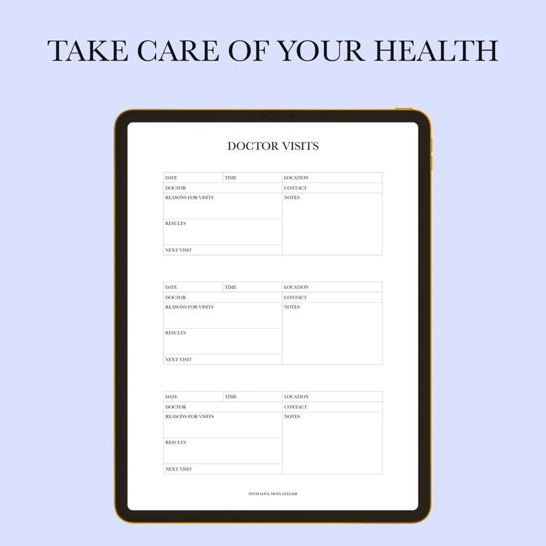 Doctor Visits Log Template Medical Appointment Minimalist Etsy