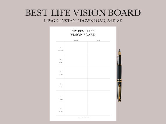 Best Life Vision Board Minimal Printable Dream Life Goal | Etsy