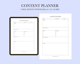 Content Planner Printable, Content Creator Template, Influencers Content Creators, Social Media Post Planning, Instant Download PDF