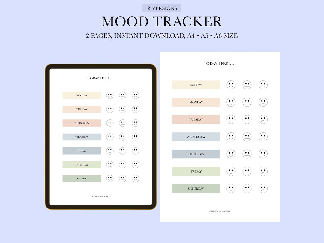 Daily Mood Tracker Printable, Mood Check in for Kids, Cute Feeling