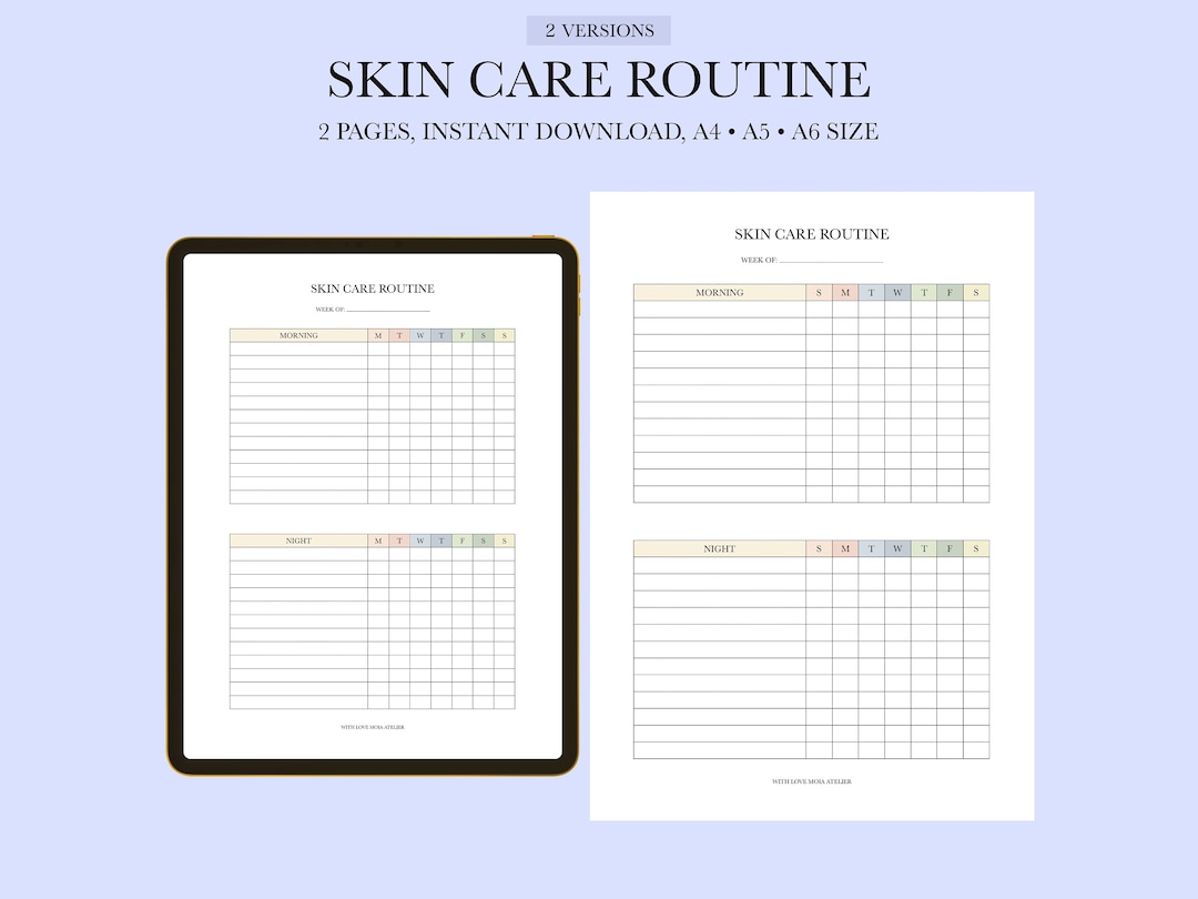 Skin Care Routine Checklist Printable, Colorful Beauty Planner Page