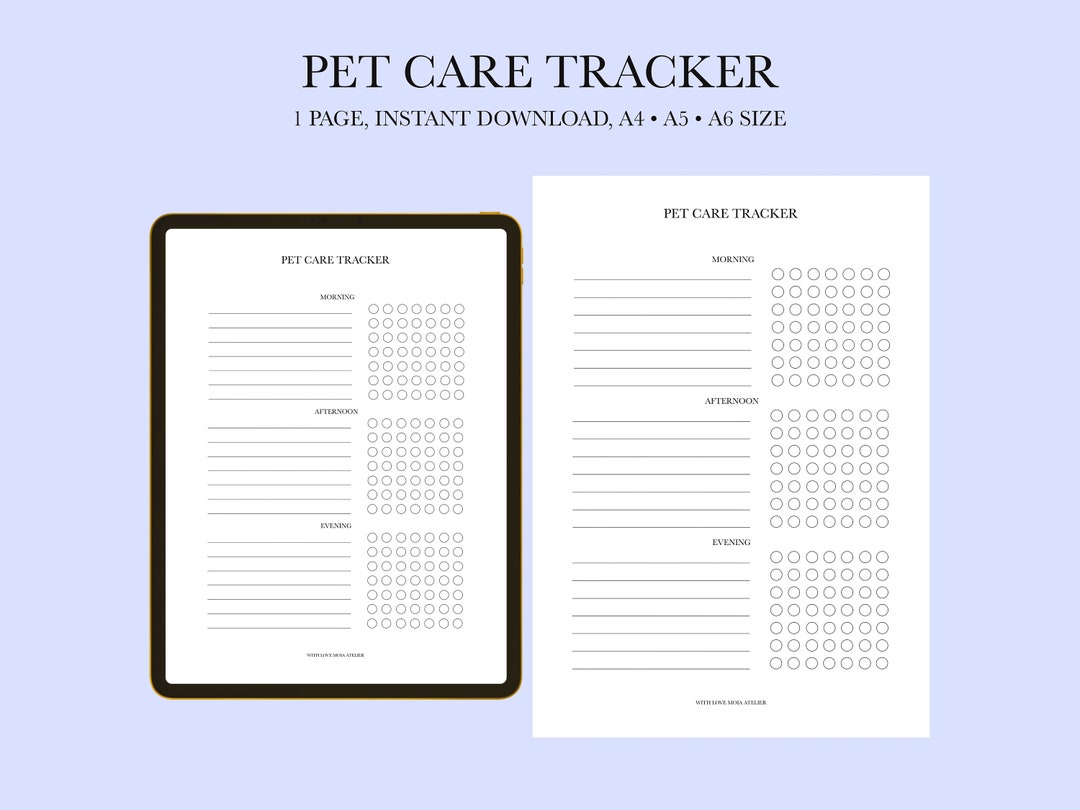 Pet Care Planner Printable, Daily Routine Planner, Pet Health Record ...