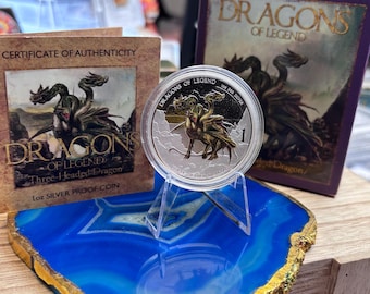 2013 Dragons of Legend Three-Headed Dragon 1oz .999 Silver Proof Coin w/ Box & COA