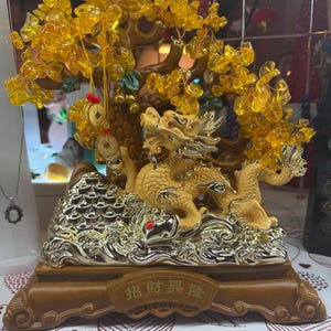 Golden Dragon Money Tree | Feng Shui Wealth & Prosperity Statue | Abundance and Success Symbol
