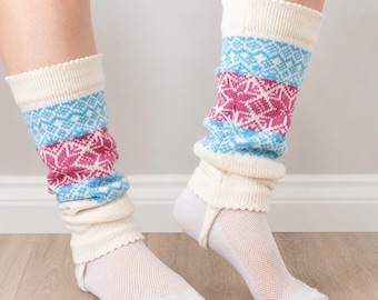 Calentadores de piernas Fair Isle / Calentadores de piernas de punto personalizados / Hasta la pantorrilla, hasta la rodilla o por encima de la rodilla / Mezcla de lana suave / Hechos a medida