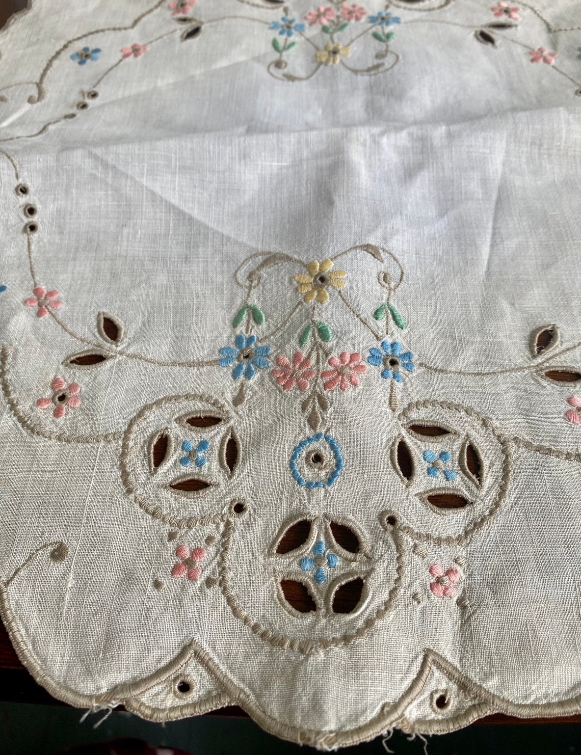 Vintage homemade embroidered table mat Etsy