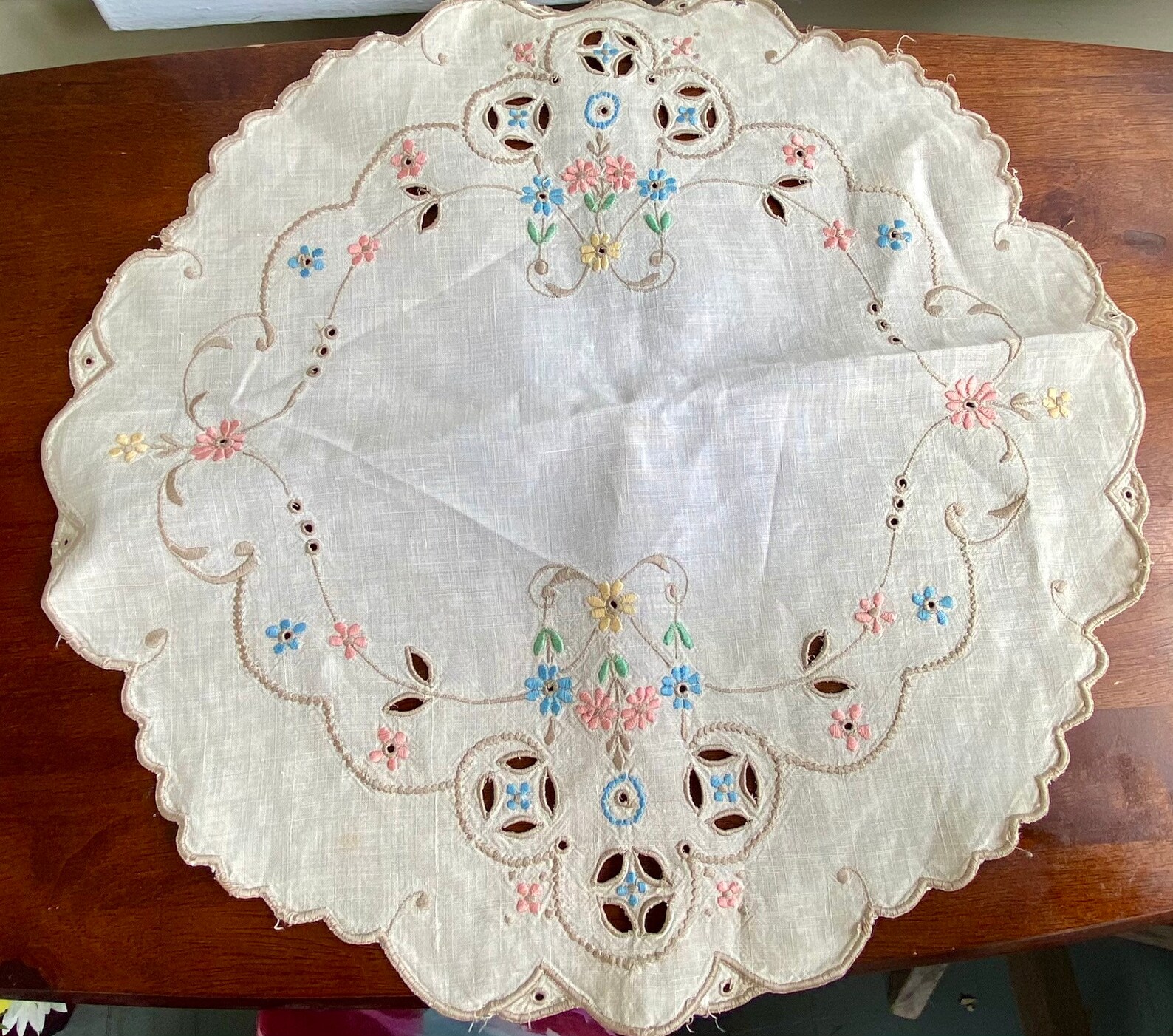 Vintage homemade embroidered table mat Etsy