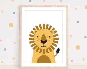 Lion Print / Animal Print / Nursery Art / Nursery Decor / Print / Children's Bedroom / Kids Print / Animal Headshot Poster