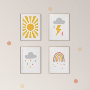 Weather Nursery Prints / Weather Set x 4 / Nursery Art / Nursery Decor / A4 Prints / 5 x 7 Prints / Children's Bedroom