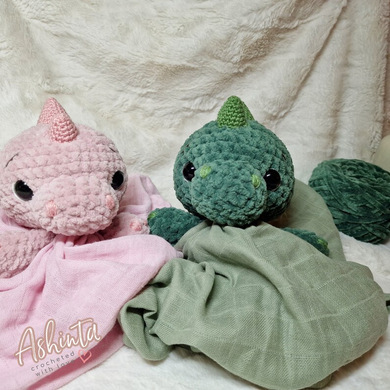 Dietrich the Dinocuddly Crochet, Pattern, Burp Cloth, Spit Blanket