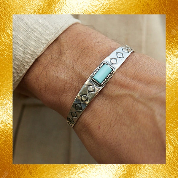 Navajo turquoise silver bracelet,Mens bracelet,Silver bracelet,Sterling bracelet, Bracelet femme,Bracelet homme,Gift for him,Gift for her