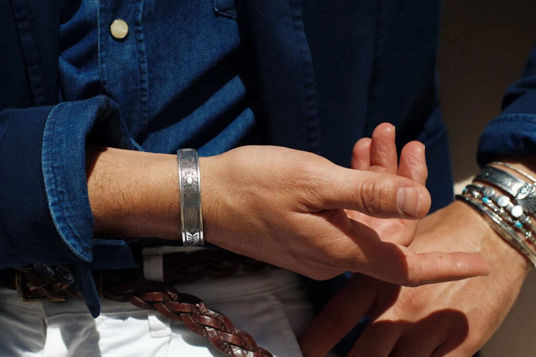 Limited Edition Navajo Silver Bracelet, Mens Bracelet