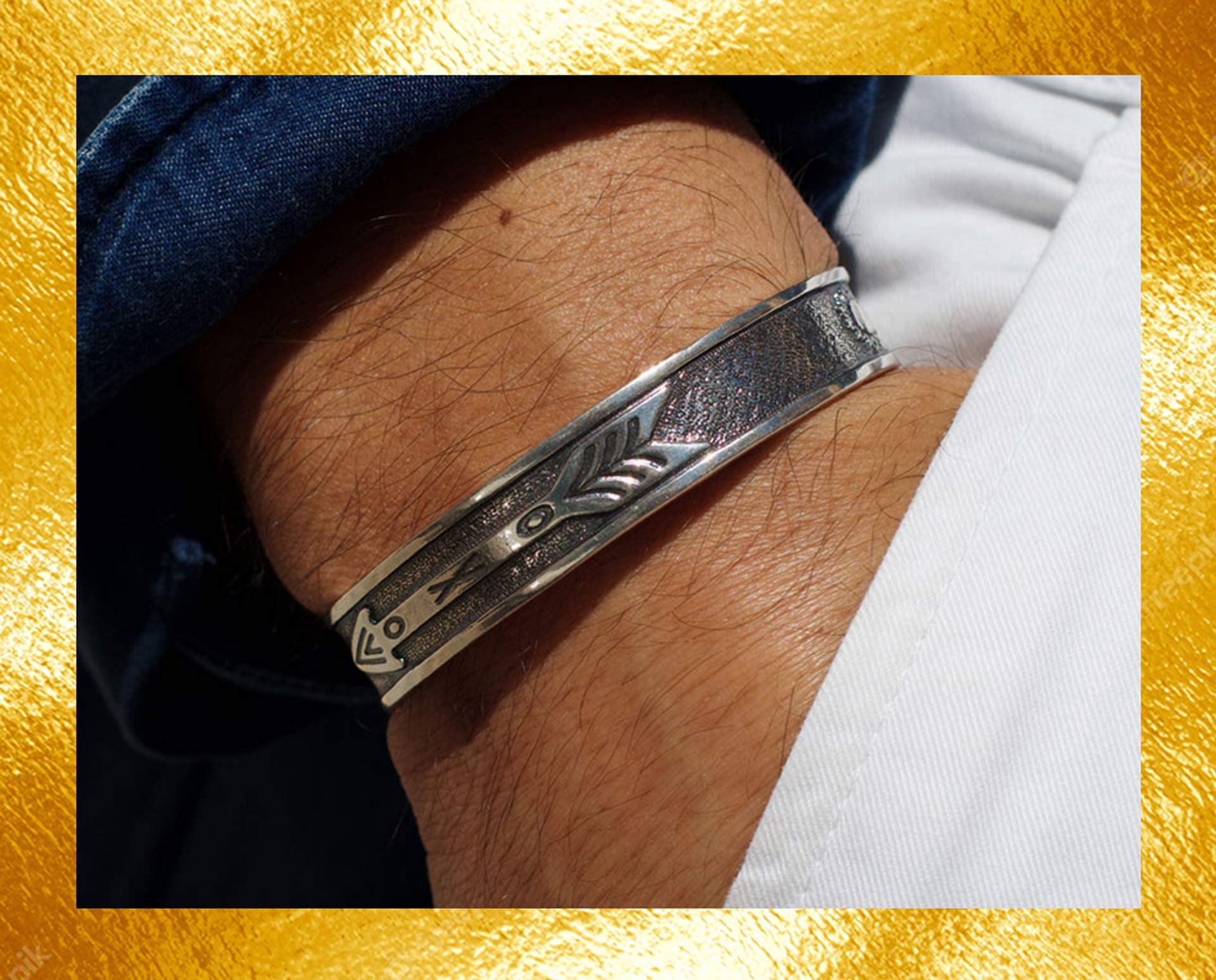 人気スポー新作 Limited Edition Navajo Silver Bracelet, Mens Bracelet アクセサリー