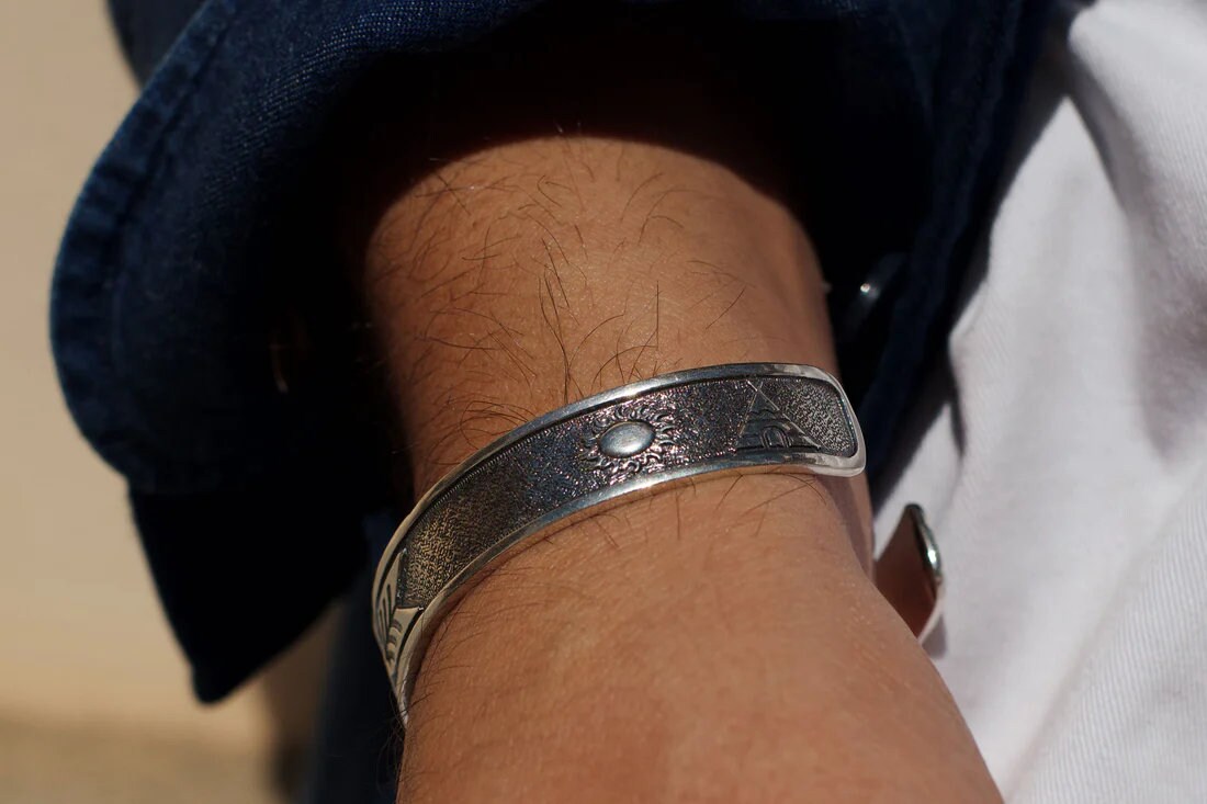 Limited Edition Navajo Silver Bracelet, Mens Bracelet