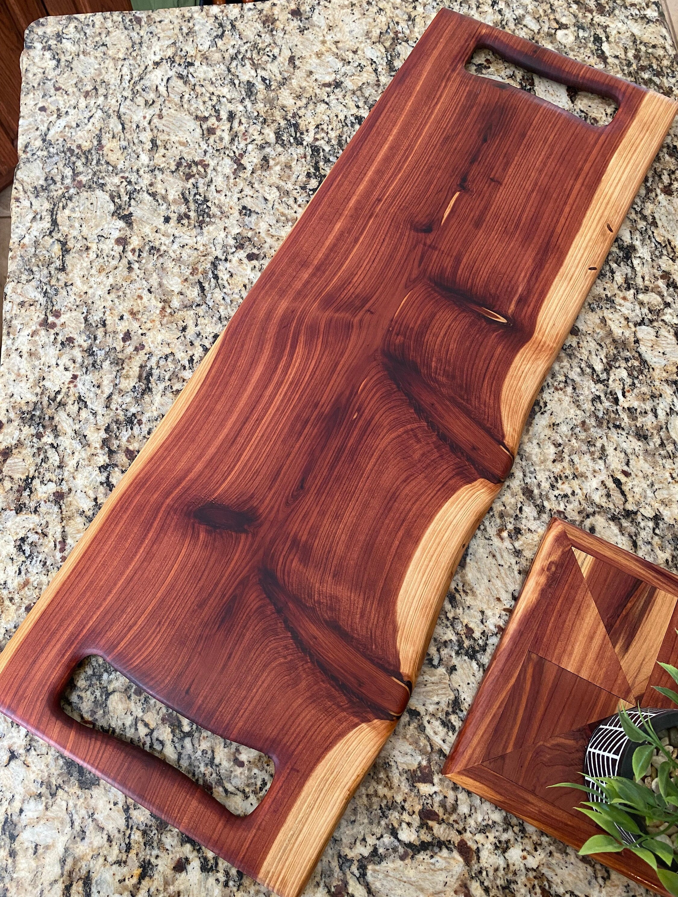 Charcuterie Board with cutout handles Red Cedar Wooden Etsy