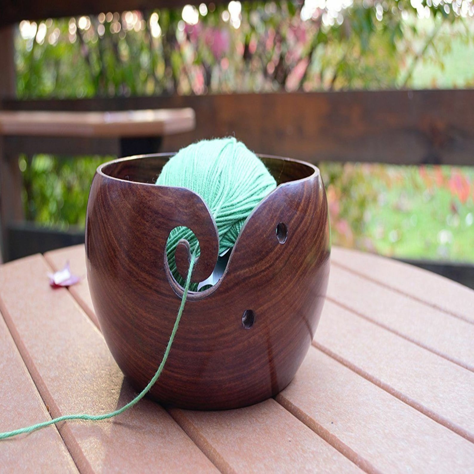 Handmade Wooden Yarn Bowl Holder Knitting And Crochet Thread Etsy