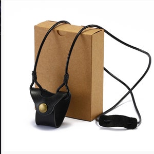 leather Women and Men fashion hanging neck rope portable compact glasses case
