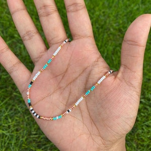 Teal beaded necklace top