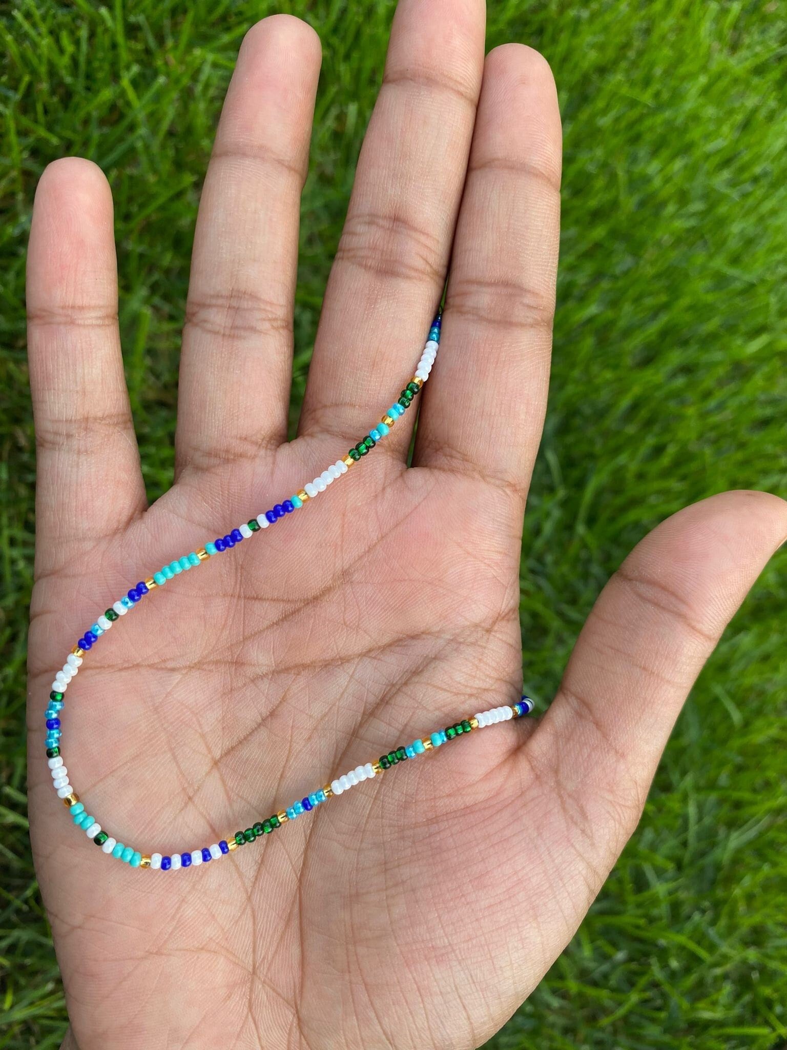 Beaded Necklace, Custom Blue Beaded Necklace, Seed Bead Necklace, Colorful  Beaded Choker Necklace, Beaded Choker, Teal Blend Beaded Necklace -   Canada