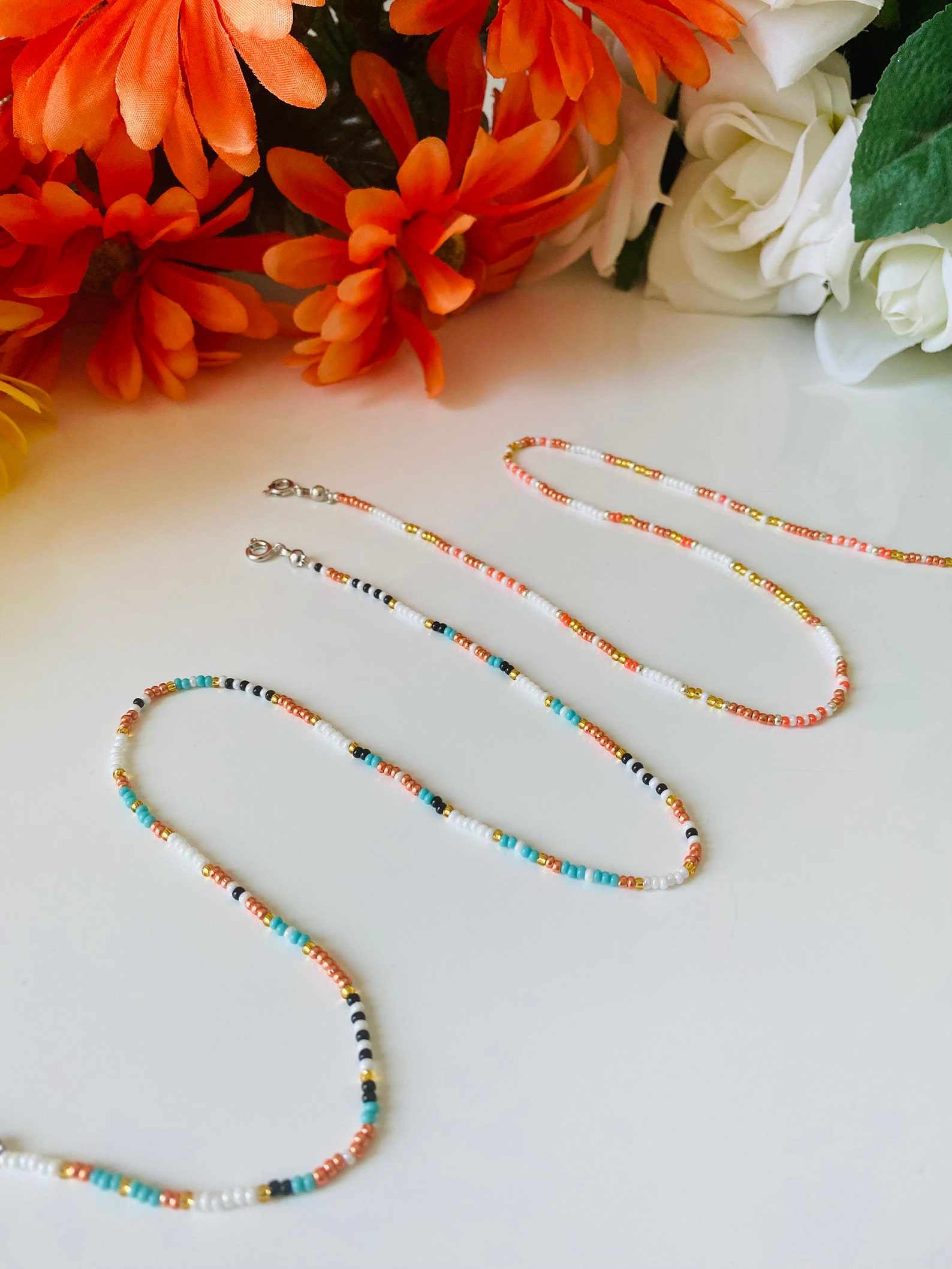 Beaded Necklace Custom Colorful Beaded Necklace Seed Bead Etsy
