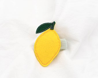 Lemon Hair Clip for Toddler Large Alligator Clip Little Girls Gifts. Felt Hair Clip. Kawaii Hair Accessories Toddler Girl. Fruit Hair Clip