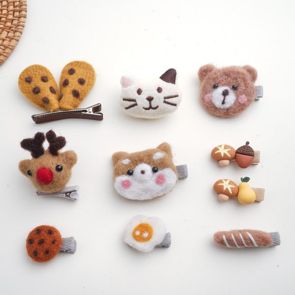 Toddler Hair Clips Girl Hair Accessories Cute Hair Clip Baby Girl Felt Animal Clips Bear