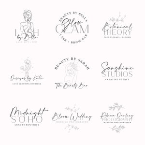 9 BOHO bearbeitbare Logo-Designs, Florales benutzerdefiniertes Logo-Design, DIY-Logo-Vorlage, Logo für kleine Unternehmen, Schönheit, Fotografie, Boutique, CANVA