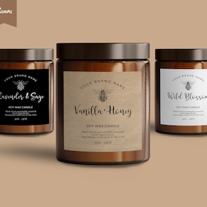 Etichetta per candele modificabile VINTAGE Boho, Design etichetta per candele APOTHECARY, Adesivo per candele, Etichetta prodotto modificabile, Etichette per candele, CANVA