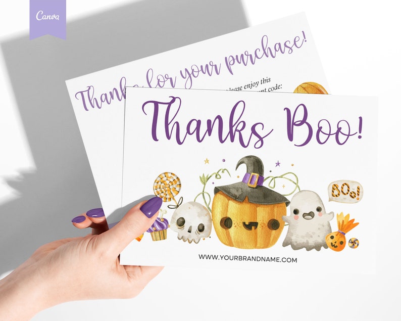 HALLOWEEN Order Thank You Card Template, Editable Small Business Thank ...