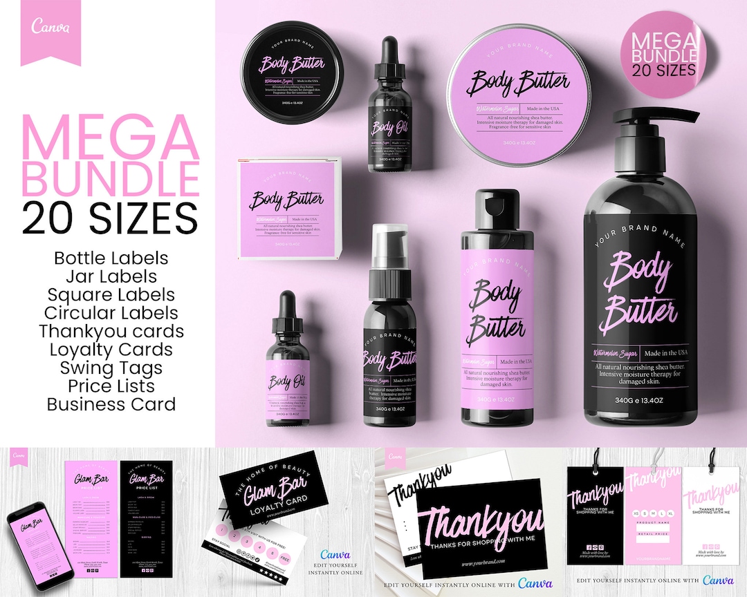 Editable Cosmetic MEGA BUNDLE, Product Label Template, Diy Cosmetic ...
