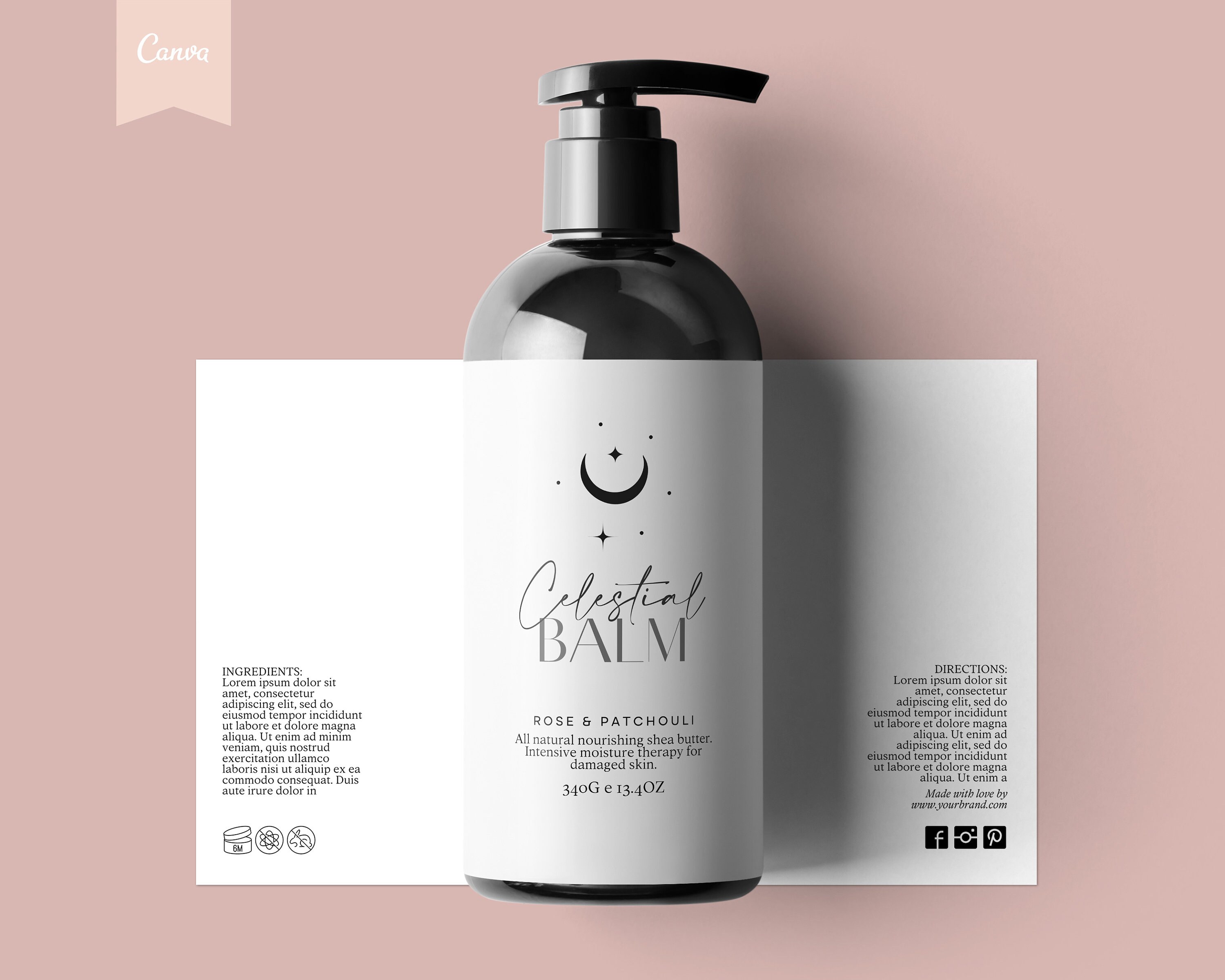CELESTIAL Editable Skin Care Label, APOTHECARY Label, Custom Product ...