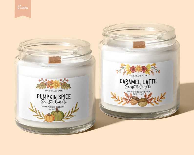 SEASONAL Editable Candle Label Fall Candle Label Design - Etsy