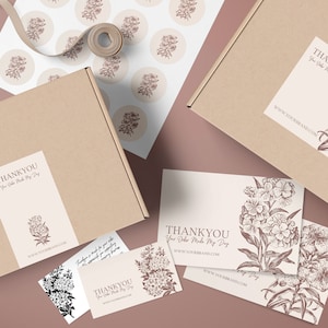 Apothecary Branded Packaging Templates, Editable Template Bundle, VINTAGE Product Label, Custom Packaging Design, Floral, Thankyou