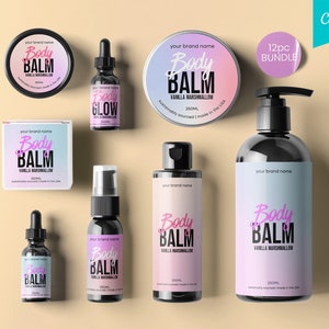 GRADIENT Editable Cosmetic Labels, Editable Body Product Labels, DIY Cosmetic Label, Cosmetic Label Printable, Custom Skin Care Label, CANVA