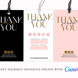 Custom HANG TAGS, Small Business Swing Tag, Product Tag Template, Boutique, Hair Bundles, Size Tag, Hang Tag, Custom Product Label, CANVA