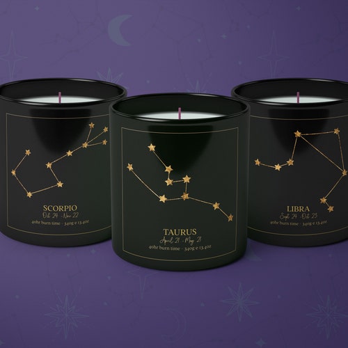 Zodiac Candle Labels Editable Candle Label Product Label Etsy
