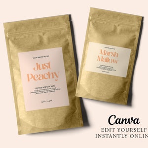 MINIMAL Editable Pouch Label Template, Custom Product Label, BATH Salt Template, Essential oil, DIY Bath Soak Label, Stand Up Pouch Label