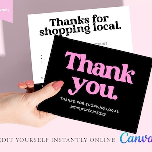 Bewerkbare BUSINESS Bedankkaart, Zorgkaartsjabloon, Bestelinzet, Bewerkbare Bedankkaart, DIY Small Business Marketing, CANVA, Productverzorging