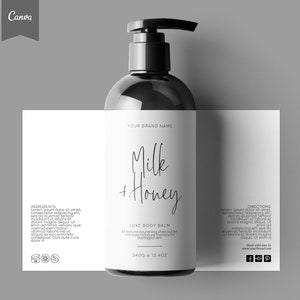Editable Cosmetic Bottle Label Template, DIY Cosmetics Label, Cosmetics Labels Printable, 6oz, 4oz, 2oz Bottle Labels, Skin Care label CANVA