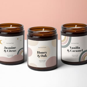 BOHO Editable Candle Label, CELESTIAL Candle Label Design, Editable Product Label, Candle Label, VINTAGE, Custom Product Label, Label Design