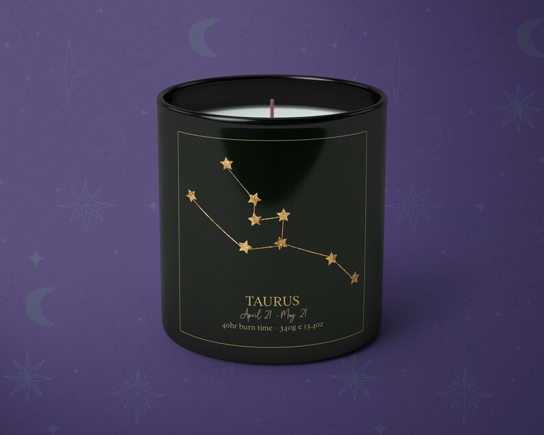 12 X ZODIAC Gold GLITTER Editable Zodiac Candle Label Zodiac Etsy