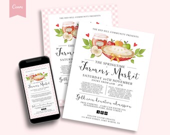 Editable MARKET Flyer Template, DIY Bake Sale Flyer, Community Fair Flyer, Digital Invitation, Printable, Instant Download, CANVA